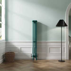 Bern 1500 x 200mm Traditional Blue Green Vertical Four Column Radiator
