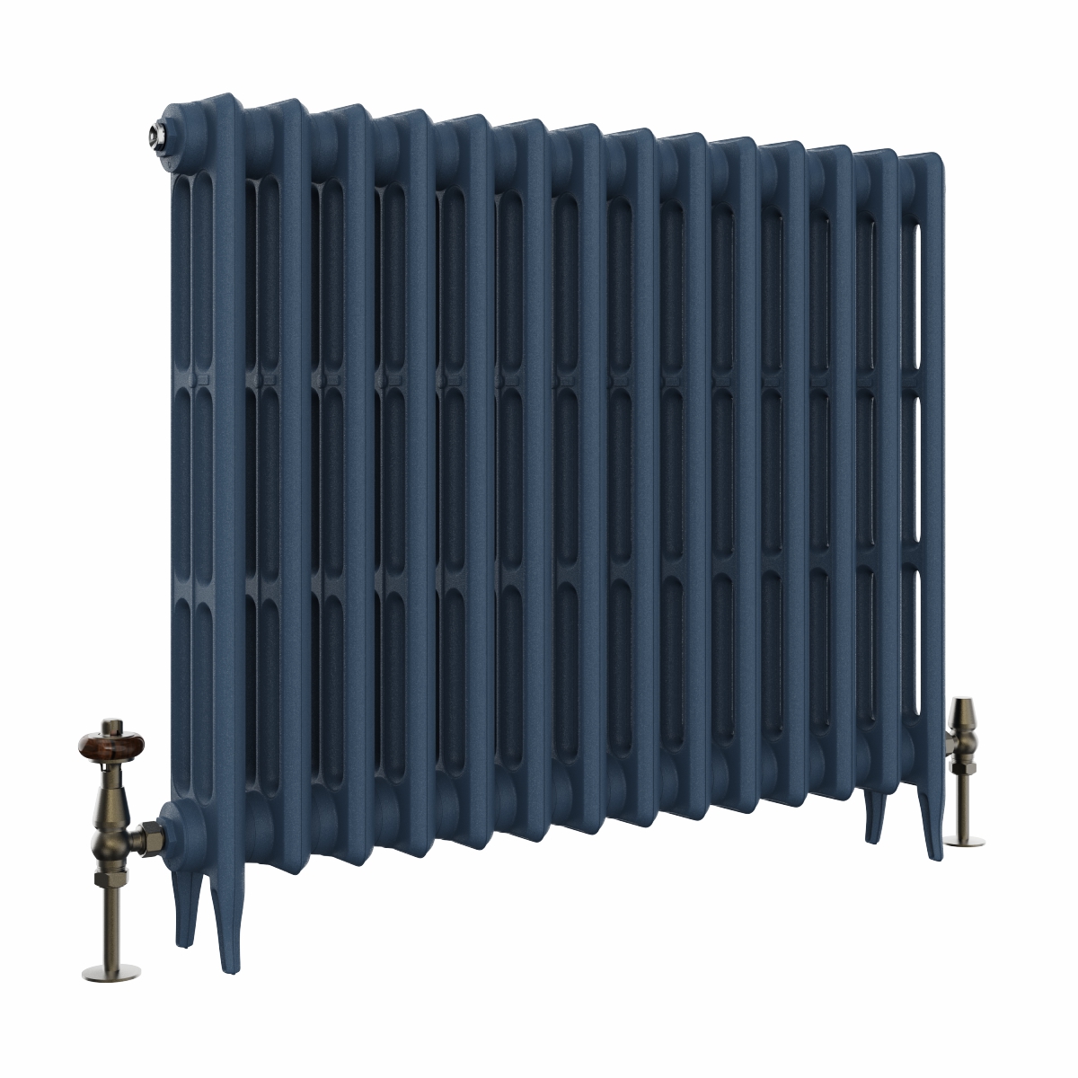 Classic  745 x 902mm  Farrow & Ball Hague Blue Triple Column Cast Iron Radiator - 14 Sections