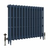 Classic  745 x 902mm  Farrow & Ball Hague Blue Triple Column Cast Iron Radiator - 14 Sections