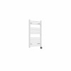 Fjord 800 x 500mm Curved White Thermostatic Touch Control Electric Heated Towel Rail