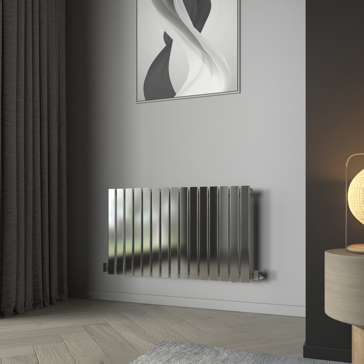 Karlstad 600 x 1022mm Chrome Single Horizontal Flat Panel Designer Radiator