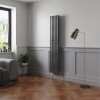 Norden 1800 x 355mm Black Silver Double Vertical Oval Column Designer Radiator