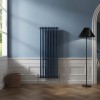 Bern 1500 x 560mm Sapphire Blue Double Column Vertical Traditional Radiator