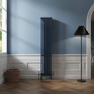 Bern 1800 x 380mm Sapphire Blue Four Column Vertical Traditional Radiator
