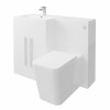 Calm White Left Hand Combination Vanity Unit Basin L Shape with Back to Wall Cordoba Square Toilet & Soft Close Seat & Concealed Cistern - 1100mm