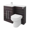 Calm Grey Left Hand Combination Vanity Unit Basin L Shape with Back to Wall Calgary Toilet & Soft Close Seat & Concealed Cistern - 1100mm