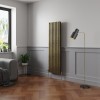 Norden 1600 x 473mm Black Gold Double Vertical Oval Column Designer Radiator