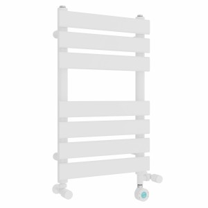 Juva 650 x 400mm Dual Fuel White Flat Panel Thermostatic Touch Control Electric Heated Towel Rail
