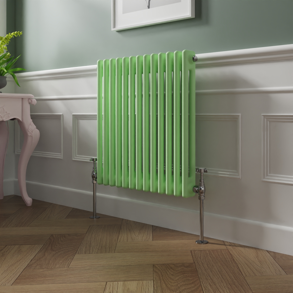 Bern 600 x 605mm Pastel Green Double Horizontal Column Radiator