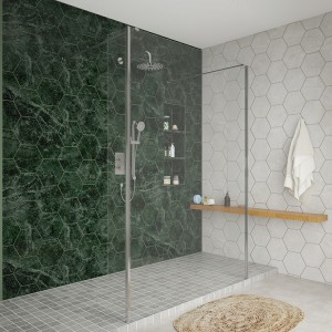 Wasdale 1400mm Chrome Walk Through Wet Room Screen with 215mm Hinged Return Screens