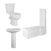 Splash Modern Bathroom Suite with P-Shape Shower Bath - Right Hand - 1500mm