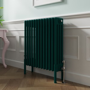 Bern 600 x 605mm Traditional Blue Green Horizontal Four Column Radiator