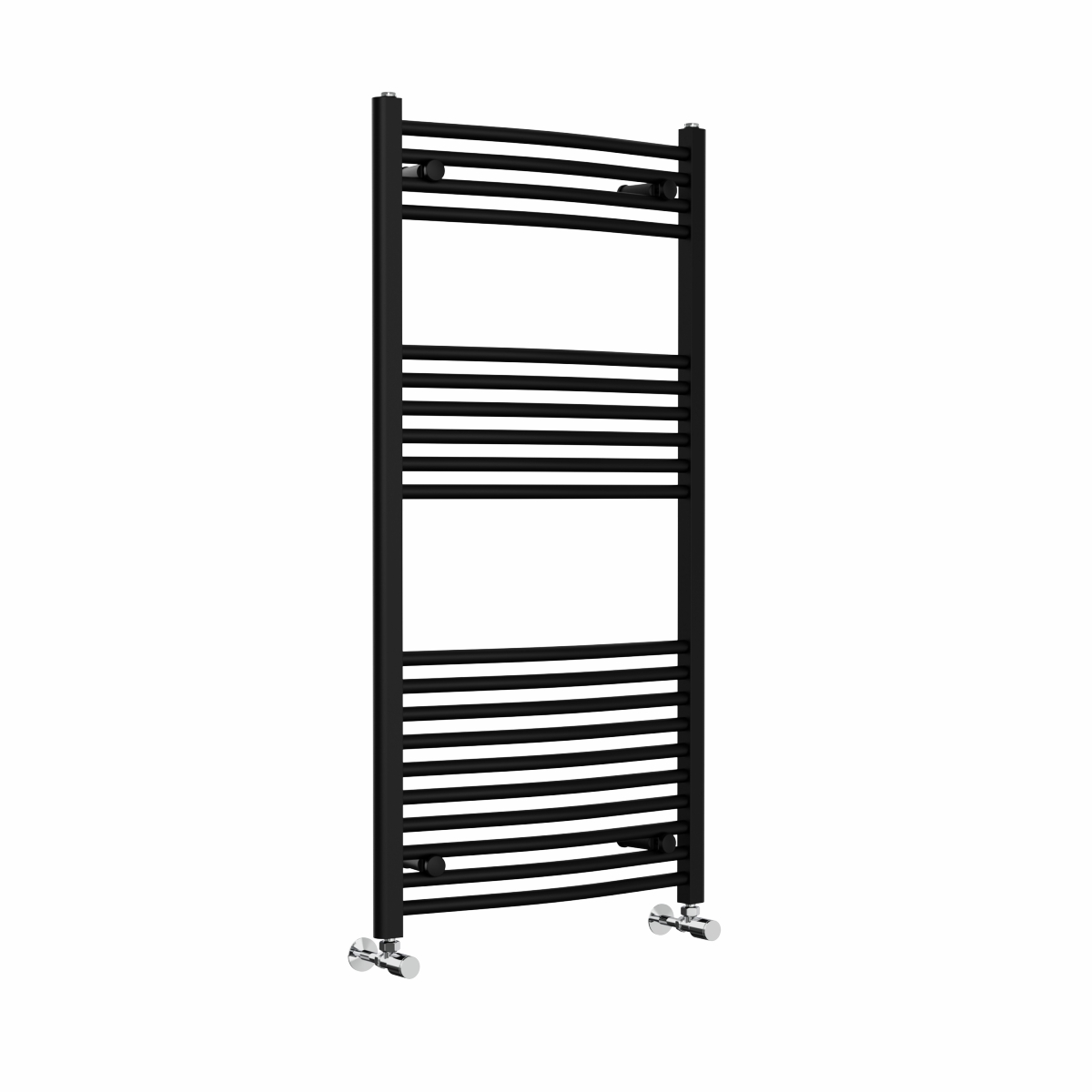 Fjord 1200 x 600mm Curved Black Heated Towel Rail