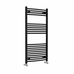 Fjord 1200 x 600mm Curved Black Heated Towel Rail