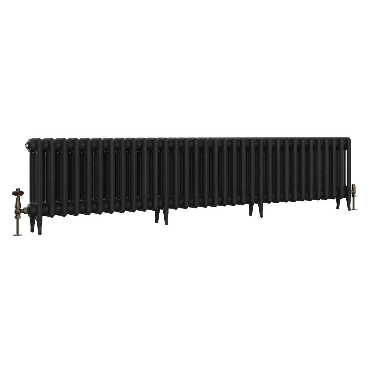 Classic 450 x 2080mm Black Primered Finish Triple Column Cast Iron Radiator - 33 Sections