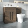 Calm Walnut Left Hand Combination Vanity Unit Basin L Shape with Back to Wall Feel Curved Toilet & Soft Close Seat & Concealed Cistern - 1100mm