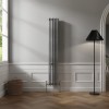 Bern 1800 x 290mm Black Silver Triple Column Vertical Traditional Radiator