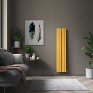 Karlstad 1800 x 410mm Zinc Yellow Double Vertical Flat Panel Designer Radiator