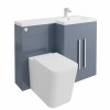 Calm Gloss Grey Right Hand Combination Vanity Unit Basin L Shape with Back to Wall Cordoba Square Toilet & Soft Close Seat & Concealed Cistern - 1100mm