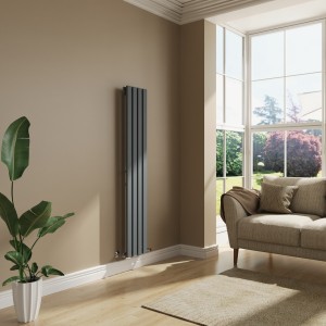 Lulea - Anthracite Flat Panel Vertical Designer Radiator- Choice of Height & Width