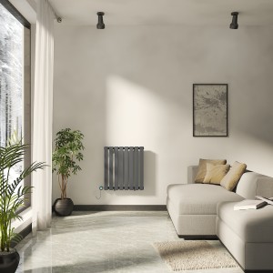 Lulea 600 x 550mm Anthracite Flat Panel Horizontal Wifi Electric Radiator - 600W