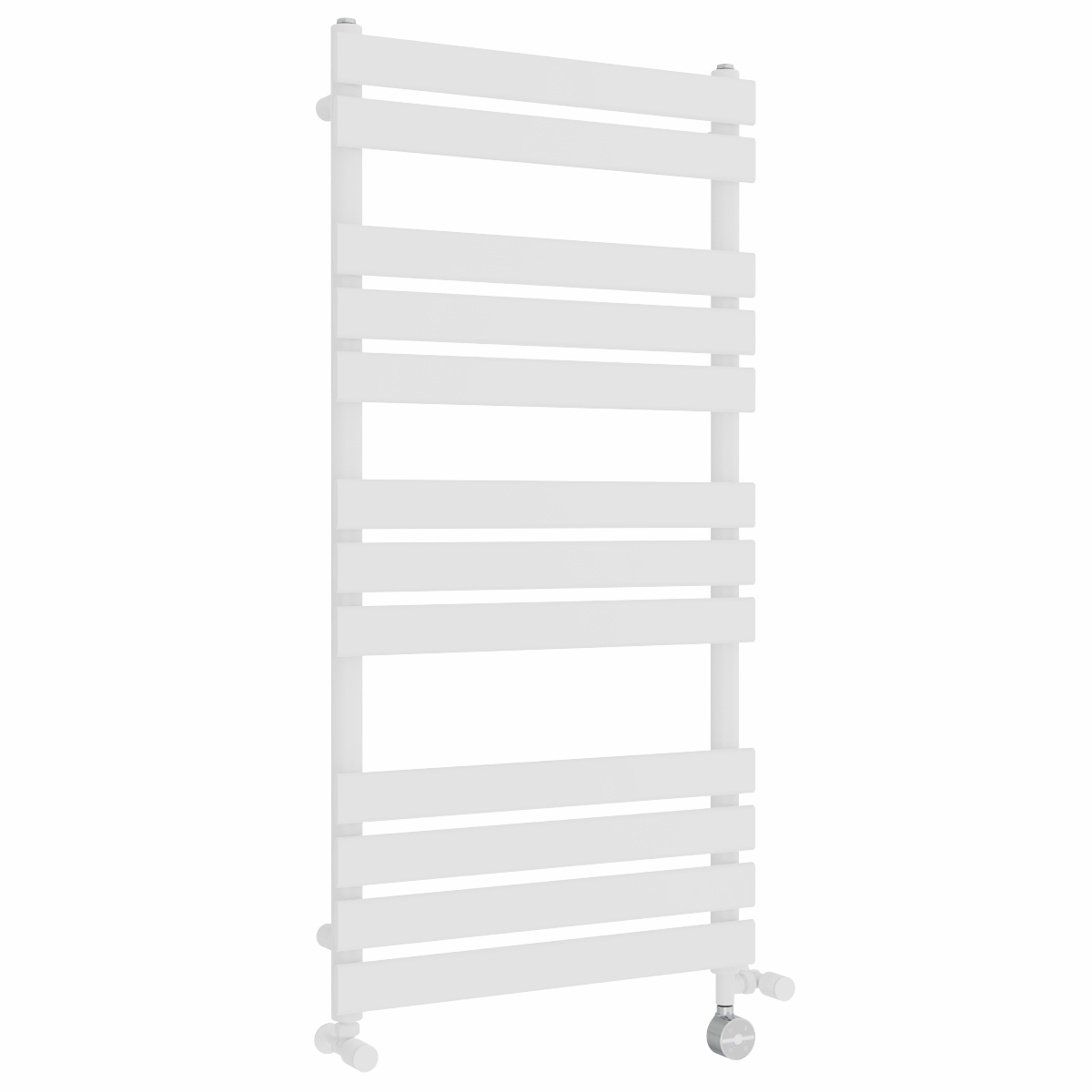 Juva 1200 x 600mm Dual Fuel White Flat Panel Thermostatic Touch Control Electric Heated Towel Rail