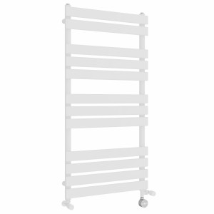 Juva 1200 x 600mm Dual Fuel White Flat Panel Thermostatic Touch Control Electric Heated Towel Rail