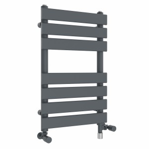 Juva 650 x 400mm Dual Fuel Sand Grey Flat Panel Simple Electric Heated Towel Rail