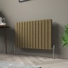 Karlstad 600 x 886mm Black Gold Double Horizontal Flat Panel Designer Radiator