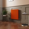 Norden 600 x 591mm Bright Orange Double Oval Column Horizontal Designer Radiator