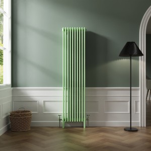 Bern 1800 x 470mm Traditional Pastel Green Vertical Four Column Radiator