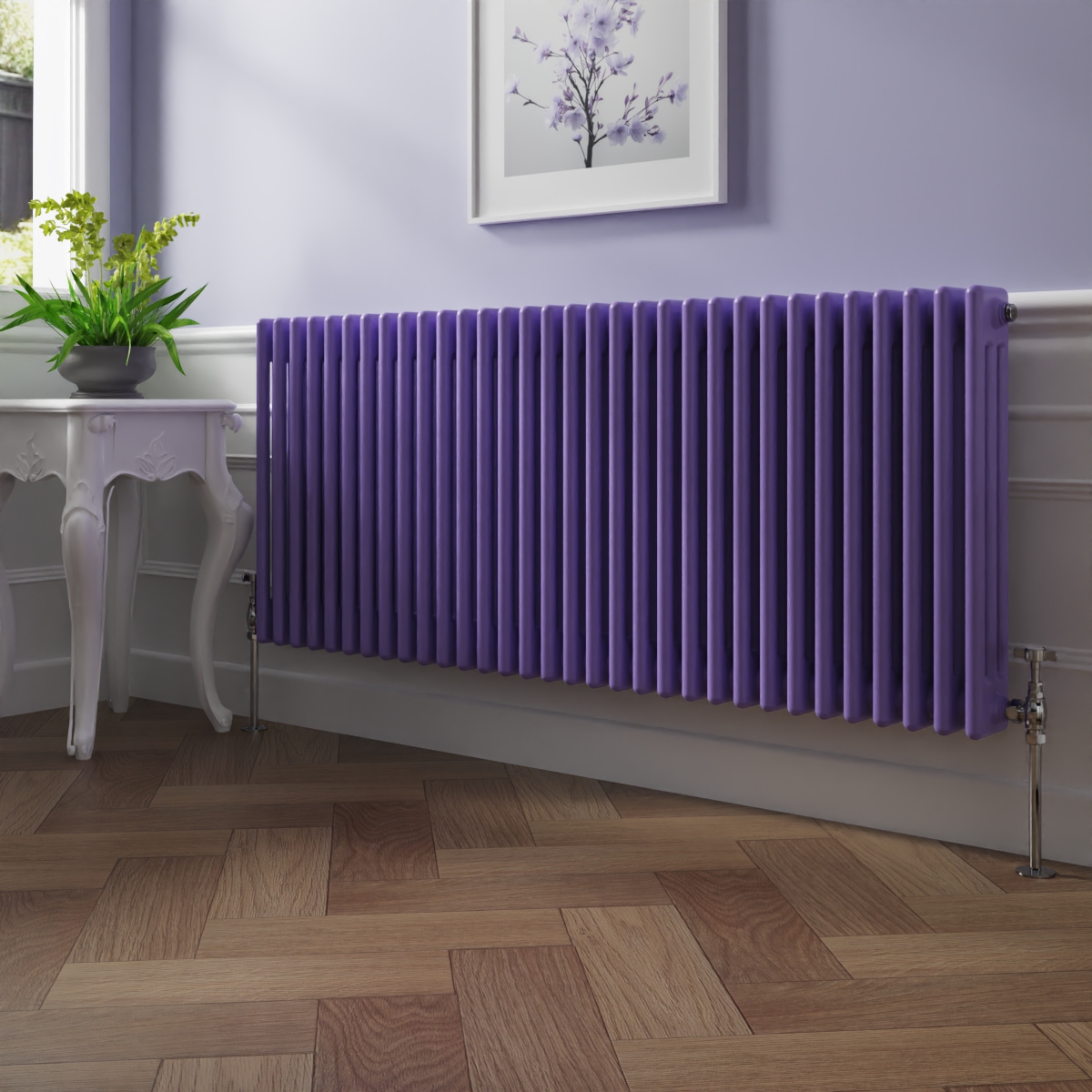 Bern 600 x 1460mm Elegant Purple Triple Column Horizontal Traditional Radiator