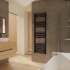 Fjord 1600 x 500mm Curved Black Heated Towel Rail