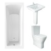 RAK Resort Maxi Closed Back Toilet with 550mm Basin Modern Bathroom Suite and Single Ended Bath with Front Panel - 1700 x 700mm