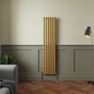 Norden 1600 x 355mm Metallic Gold Single Oval Column Vertical Designer Radiator