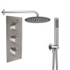 Thurso Chrome Triple Round Handle Concealed Valve Bulit in Diverter with 200mm Round Shower Head and Hand Shower (3 Outlet)