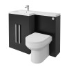 Calm Matt Black Left Hand Combination Vanity Unit Basin L Shape with Back to Wall Calgary Toilet & Soft Close Seat & Concealed Cistern - 1100mm