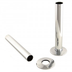 180mm Radiator Pipes and Collars (Pair) - Chrome