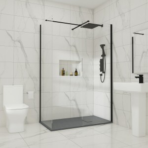 Wasdale 700mm Wet Room Screen with 700mm Wet Room Screen - Black