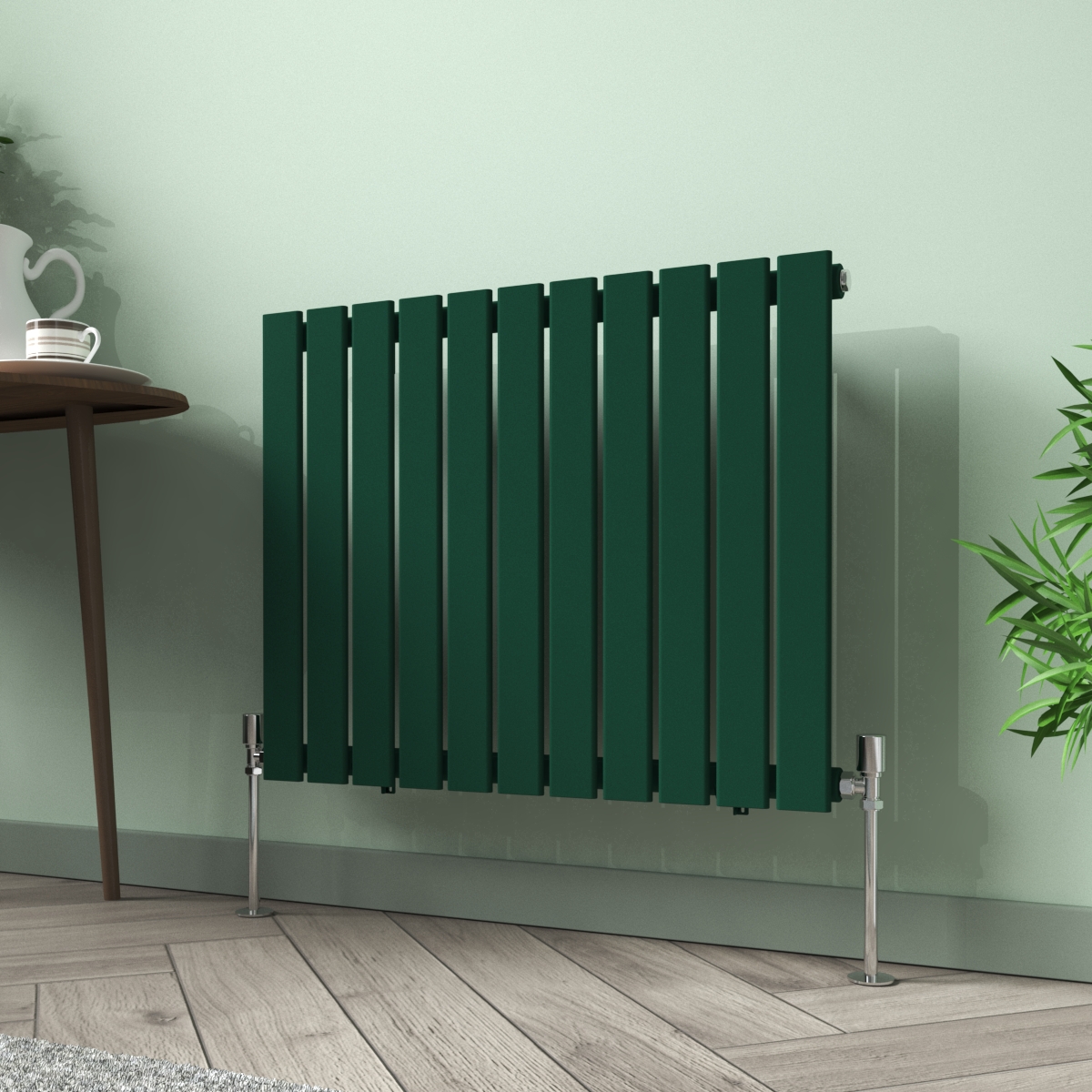 Karlstad 600 x 750mm Moss Green Single Flat Panel Horizontal Designer Radiator