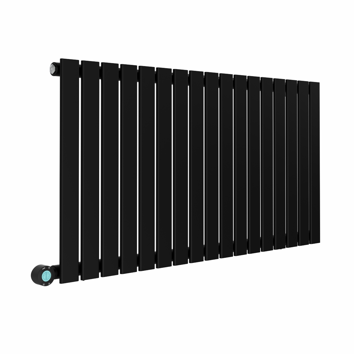 Karlstad 600 x 1158mm Black Flat Panel Horizontal Wifi Electric Radiator - 1000W