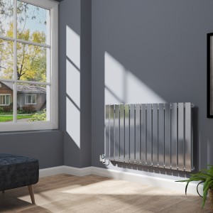Karlstad 600 x 1022mm Chrome Flat Panel Horizontal Wifi Electric Radiator - 1000W