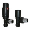 15mm Black Thermostatic Angled Designer Radiator Valves