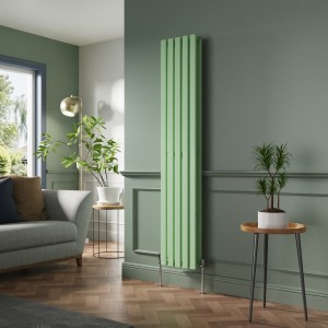 Lulea 1800 x 340mm Pastel Green Double Flat Panel Vertical Designer Radiator