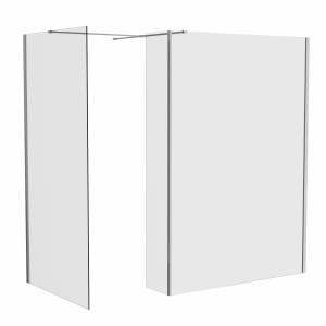 Wasdale 1100mm Wet Room Screen, 700mm Wet Room Screen with 200mm Wet Room Return Screen - Chrome