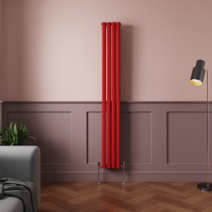 Norden 1800 x 237mm Signal Red Double Oval Column Vertical Designer Radiator