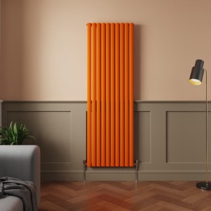 Norden 1800 x 591mm Bright Orange Single Oval Column Vertical Designer Radiator