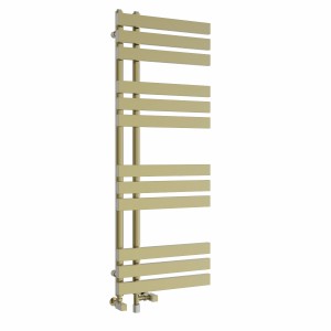 Koli 1200 x 450mm Dual Fuel Brushed Brass Simple Electric Heated Towel Rail