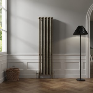 Bern 1800 x 470mm Black Gold Four Column Vertical Traditional Radiator