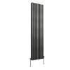 Norden 1800 x 473mm Black Silver Double Oval Column Vertical Designer Radiator